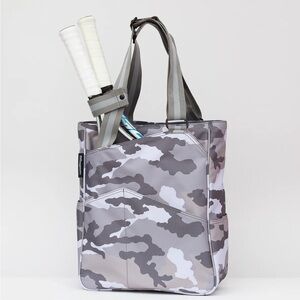 Maggie Mather Original Tote – Grey Camo | Water-Repellent | Zip Top | Tennis